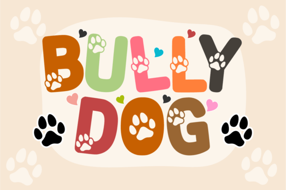 Bully Dog: A Playful Paw Print Decorative Font