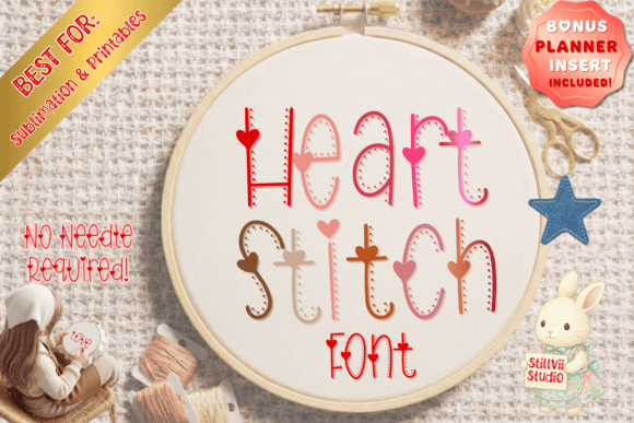 Heart Stitch: A Cozy Faux Embroidery Font for Digital Designs